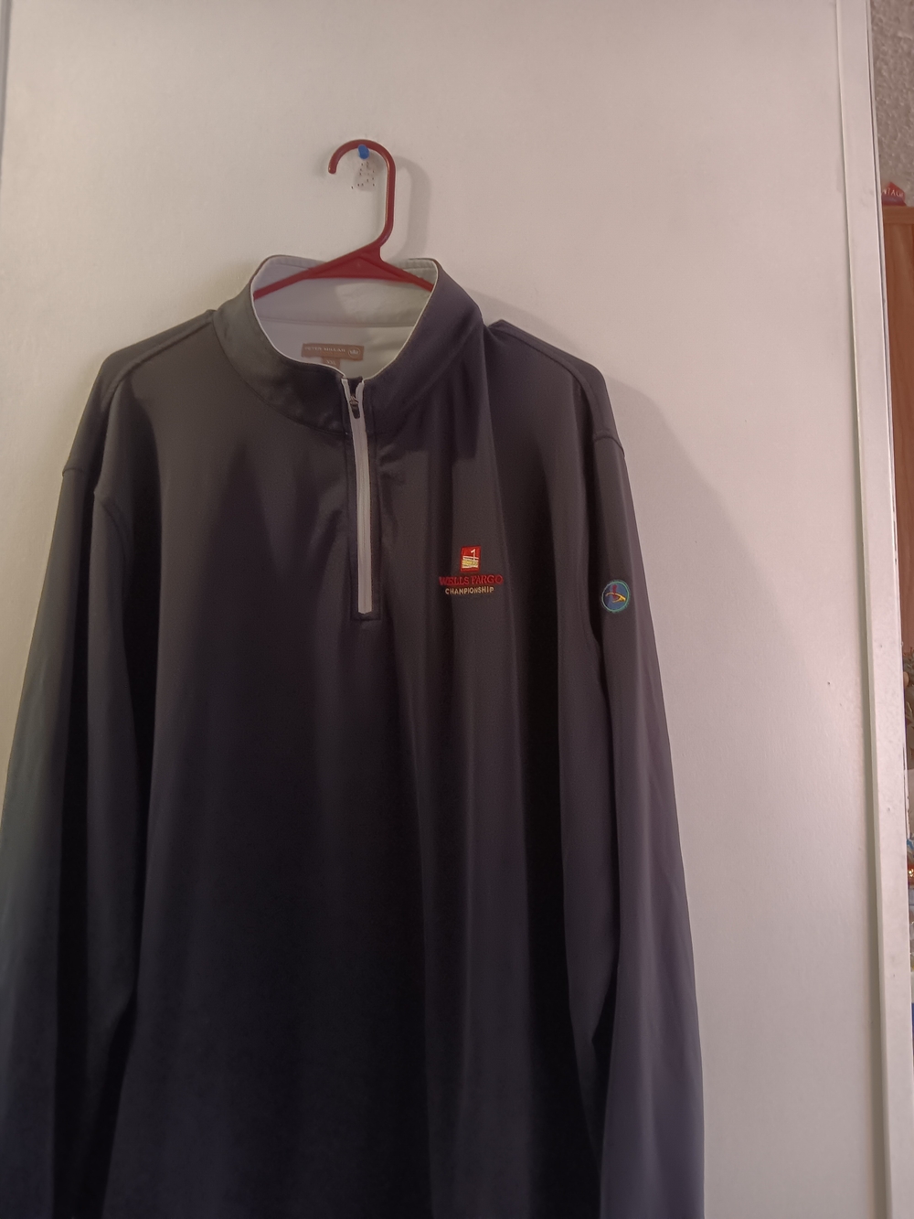 Men's Peter Millar Wells Fargo Golf Black 1/4 Zip Pullover Jacket Xxlarge